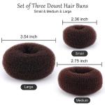 HOFASON Hair Bun Maker Donut 12 Pcs, Medium Sock Bun Doughnuts for Ballet Style Buns, Long Hair Accessories Bulk Ring Shaper for Women and Girls (Size M / 2.75 Inch, Brown)