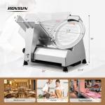 ROVSUN 12 inch Commercial Meat Slicer, 270W Electric Meat Slicer Machine, Frozen Meat Deli Cheese Food Slicer with Adjustable Thickness(0-18mm), Upgraded Carbon Steel Blade for Home and Commercial