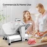 ROVSUN 12 inch Commercial Meat Slicer, 270W Electric Meat Slicer Machine, Frozen Meat Deli Cheese Food Slicer with Adjustable Thickness(0-18mm), Upgraded Carbon Steel Blade for Home and Commercial