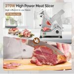 ROVSUN 12 inch Commercial Meat Slicer, 270W Electric Meat Slicer Machine, Frozen Meat Deli Cheese Food Slicer with Adjustable Thickness(0-18mm), Upgraded Carbon Steel Blade for Home and Commercial