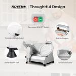 ROVSUN 12 inch Commercial Meat Slicer, 270W Electric Meat Slicer Machine, Frozen Meat Deli Cheese Food Slicer with Adjustable Thickness(0-18mm), Upgraded Carbon Steel Blade for Home and Commercial