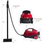 COSTWAY 2000W Multipurpose Steam Cleaner with 19 Accessories, Household Steamer with 1.5L Tank for Cleaning, Heavy Duty Rolling Cleaning Machine for Carpet, Floors, Windows and Cars, Red