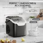 Kismile Countertop Ice Maker, 8 Cubes in 6 Mins, 26Lbs/Day Bullet Ice, Portable Ice Maker with 2 Sizes of Cubes, Self-Cleaning Ice Maker Machine with Basket & Scoop for Home/Kitchen/Office/Party