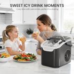 Kismile Countertop Ice Maker, 8 Cubes in 6 Mins, 26Lbs/Day Bullet Ice, Portable Ice Maker with 2 Sizes of Cubes, Self-Cleaning Ice Maker Machine with Basket & Scoop for Home/Kitchen/Office/Party