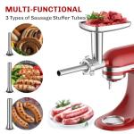 FGREEBLE Meat Grinder Attachment for KitchenAid Stand Mixer, Meat Grinder for KitchenAid Mixer With 4 Grinding Plates, 3 Sausage Stuffer Tubes and 2 Cutting Blades, Attachment for Kitchenaid Mixers