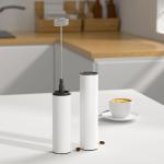 YANDEA Electric Milk Frother Handheld Rechargeable with Cover-Coffee Frother Wand, Drink Mixer Handheld with Double Spring Coil Whisk 2 Speed Adjustable for Latte, Cappuccino, Matcha, Egg (White)