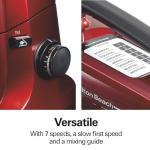 Hamilton Beach Electric Stand Mixer, 4 Quarts, Dough Hook, Flat Beater Attachments, Splash Guard, 7 Speeds with Whisk, Easy-Carry Top Handle, Red