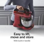 Hamilton Beach Electric Stand Mixer, 4 Quarts, Dough Hook, Flat Beater Attachments, Splash Guard, 7 Speeds with Whisk, Easy-Carry Top Handle, Red