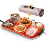 COLDFILL Food Warming Mat, Large Electric Warming Mat for Food & Buffet Party, 8 Temp Levels & 4H Timer, 5s Full-Surface Heating, Waterproof Silicone, Roll-Up Design, Easy to Clean