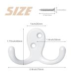 Homanu 10 Pack Coat Hooks, Heavy Duty Double Prong Coat Hooks Wall Mounted with 20 Screws, No Rust White Metal Wall Hooks for Hanging Towel, Coat, Bag, Hat, Cup, Key