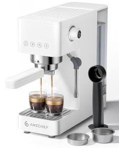 AMZCHEF Espresso Machine 20 Bar, Compact Espresso Maker with Steam Milk Frother, Coffee Maker with 50oz Removable Water Tank for Home, Coffee Machine for Cappuccino, Latte, Americano, 1350W