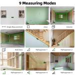 Huepar Dual Laser Measuring Tool, 656Ft Green-Beam Bilateral Digital Laser Distance Measure 6 Units Ft/in/M, Rechargeable Laser Measurement Tool -Backlit LCD Display, Length/Area/Volume/Angle Sensor