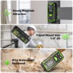 Huepar Dual Laser Measuring Tool, 656Ft Green-Beam Bilateral Digital Laser Distance Measure 6 Units Ft/in/M, Rechargeable Laser Measurement Tool -Backlit LCD Display, Length/Area/Volume/Angle Sensor