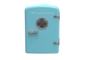 Frigidaire EFMIS171-BLACK Retro Mini Portable Personal Fridge - Ideal for Home, Office or Dorm - Features Active Cooling Can Holder on Top - Includes Carrying Handle, AC/DC Wall/Car Charger - Blue