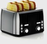 4 Slice Stainless Toaster with 6 Toasting Bread Shade Settings, Dual Control Panels with Extra Wide Slots, Removable Crumb Trays, Toaster for Waffles, Bagels, Bread, 1800W