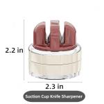 Kitchen Knife Sharpener with Suction base for Hands Free Pocket Knife Sharpeners,All-in-one Professional Knife and Tool Sharpener Suitable for: Kitchen Knives,Cleaver,Fruit Knives,Scissors(Red)