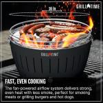 GrillTime Tailgater GTX Portable Charcoal Grill 16 Inch - Smokeless Tabletop Grill for Camping, Tailgate Parties, Beach BBQ, Travel Grey