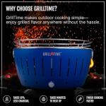 GrillTime Tailgater GTX Portable Charcoal Grill 16 Inch - Smokeless Tabletop Grill for Camping, Tailgate Parties, Beach BBQ, Travel Grey