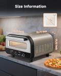 Upgraded indoor Pizza Oven 12 Inch Electric Countertop Pizza Oven with 6 Mode Heats up to 840°F Pizza Maker Pizza Cooker for Home Kitchen, Restaurants, Parties - Stainless Steel