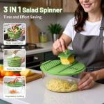 SmartTrends Salad Spinner, 5.3 QT Lettuce Spinner with Strainer, Fruit Cleaner with 4 Replaceable Blade for Shredding, Slicing and Pureeing, Salad Washer & Dryer for Quick Washing (Green)