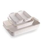 Sweejar Casserole Dishes for Oven, Ceramic Bakeware Set of 4, Rectangular Baking Dish with Handles, Lasagna Pans for Cooking, Gratin, Roasting, Banquet and Daily Use (Kiln-Change White)