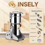 INSELY 750g Grain Mill, flour mill grinder for home, Electric Stainless Steel Grain Grinder for Wheat, Spices, coffee,Corn and Other Dry Food Grinders for Kitchen