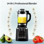 59oz Glass Blenders for Kitchen with Tamper, 1500W High Speed Food Processor, Adjustable P1–P9 Smoothie Maker, Professional Countertop Blender, 14 Presets & Auto Clean for Soups & Sauces