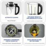 59oz Glass Blenders for Kitchen with Tamper, 1500W High Speed Food Processor, Adjustable P1–P9 Smoothie Maker, Professional Countertop Blender, 14 Presets & Auto Clean for Soups & Sauces