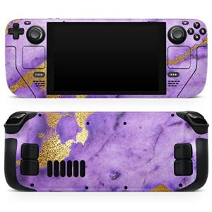 Design Skinz - Compatible with Steam Deck - Skin Decal Protective Scratch-Resistant Removable Vinyl Wrap Cover - Purple Marble & Digital Gold Foil V1