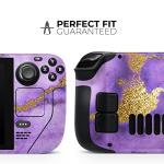 Design Skinz - Compatible with Steam Deck - Skin Decal Protective Scratch-Resistant Removable Vinyl Wrap Cover - Purple Marble & Digital Gold Foil V1