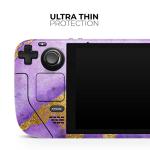 Design Skinz - Compatible with Steam Deck - Skin Decal Protective Scratch-Resistant Removable Vinyl Wrap Cover - Purple Marble & Digital Gold Foil V1