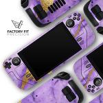 Design Skinz - Compatible with Steam Deck - Skin Decal Protective Scratch-Resistant Removable Vinyl Wrap Cover - Purple Marble & Digital Gold Foil V1