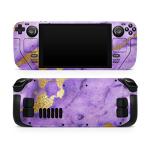 Design Skinz - Compatible with Steam Deck - Skin Decal Protective Scratch-Resistant Removable Vinyl Wrap Cover - Purple Marble & Digital Gold Foil V1