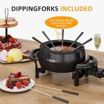 Sunvivi Electric Fondue Pot Set for Melting Chocolate Cheese, 3 Quart Fondue Set with Adjustable Temperature Control and 8 Color-Coded Forks, 1000W Non-Stick Fondue Maker for Dessert, Oil and Broth