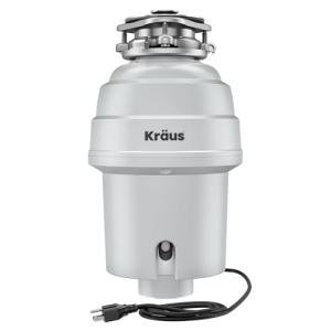 KRAUS WasteGuard 1 HP Continuous Feed Garbage Disposal with Ultra-Quiet Motor for Kitchen Sink with Power Cord and Flange Included, KWD201-100MCG
