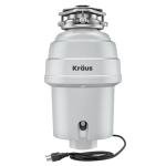 KRAUS WasteGuard 1 HP Continuous Feed Garbage Disposal with Ultra-Quiet Motor for Kitchen Sink with Power Cord and Flange Included, KWD201-100MCG