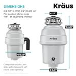 KRAUS WasteGuard 1 HP Continuous Feed Garbage Disposal with Ultra-Quiet Motor for Kitchen Sink with Power Cord and Flange Included, KWD201-100MCG