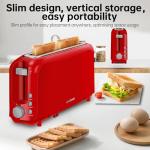 SEEDEEM 2 Slice Slim Toaster, Single 10" Long Slot Toaster Fits Bagels & Artisan Bread, 6 Shade Settings, Cancel/Reheat/Defrost, Removable Crumb Tray, Auto Shut-Off, Red