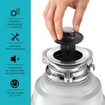 KRAUS WasteGuard 1 HP Continuous Feed Garbage Disposal with Ultra-Quiet Motor for Kitchen Sink with Power Cord and Flange Included, KWD201-100MCG