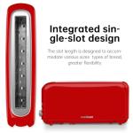 SEEDEEM 2 Slice Slim Toaster, Single 10" Long Slot Toaster Fits Bagels & Artisan Bread, 6 Shade Settings, Cancel/Reheat/Defrost, Removable Crumb Tray, Auto Shut-Off, Red