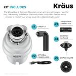 KRAUS WasteGuard 1 HP Continuous Feed Garbage Disposal with Ultra-Quiet Motor for Kitchen Sink with Power Cord and Flange Included, KWD201-100MCG