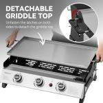 Royal Gourmet PD1303S 3 Burner Tabletop Propane Gas Griddle with Detachable Griddle Top, Includes Stainless Steel Warming Rack for Outdoor Cooking While Camping or Tailgating, Silver