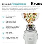 KRAUS WasteGuard 1 HP Continuous Feed Garbage Disposal with Ultra-Quiet Motor for Kitchen Sink with Power Cord and Flange Included, KWD201-100MCG