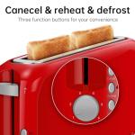 SEEDEEM 2 Slice Slim Toaster, Single 10" Long Slot Toaster Fits Bagels & Artisan Bread, 6 Shade Settings, Cancel/Reheat/Defrost, Removable Crumb Tray, Auto Shut-Off, Red