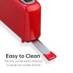 SEEDEEM 2 Slice Slim Toaster, Single 10" Long Slot Toaster Fits Bagels & Artisan Bread, 6 Shade Settings, Cancel/Reheat/Defrost, Removable Crumb Tray, Auto Shut-Off, Red