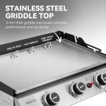 Royal Gourmet PD1303S 3 Burner Tabletop Propane Gas Griddle with Detachable Griddle Top, Includes Stainless Steel Warming Rack for Outdoor Cooking While Camping or Tailgating, Silver