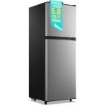 WANAI Double Door Small Refrigerator with Freezer, 5.0 Cu.Ft Large Size Fridge with 7 Level Adjustable Thermostat & Removable Shelves, Mini Refrigerator for Kitchen Apartment and Office, Silver