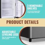 WANAI Double Door Small Refrigerator with Freezer, 5.0 Cu.Ft Large Size Fridge with 7 Level Adjustable Thermostat & Removable Shelves, Mini Refrigerator for Kitchen Apartment and Office, Silver