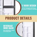 WANAI Double Door Small Refrigerator with Freezer, 5.0 Cu.Ft Large Size Fridge with 7 Level Adjustable Thermostat & Removable Shelves, Mini Refrigerator for Kitchen Apartment and Office, Silver