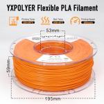 YXPOLYER Flexible PLA Soft Food-Grade Flex PLA Pro 3D Printer Filament for Printing Halloween Costumes Mask for Adult and Kids, Bouncy Airless Basketball, High-Elastic Pet Toys 1.75mm 1KG Orange